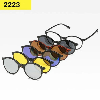 6 In 1 Custom Men Women Polarized Optical Magnetic Sunglasses Clip Magnet Clip on Sunglasses Polaroid Clip on Sun Glasses Frame