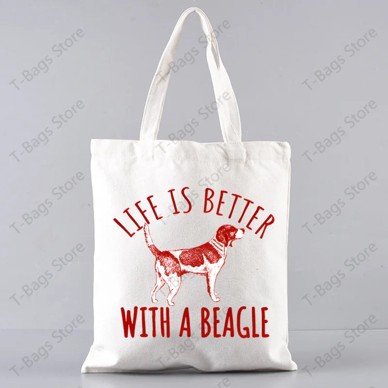 2pcs/set Beagle Bagel Dog Cute Print Tote Bag, Large Capacity Shoulder Bag, Women's Casual Handbag for Work School Shopping