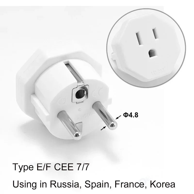 Universal Plug Adapter FR AU UK US To EU Travel Power Adapter  American To European Euro Converter Adapter Wall Electric Socket