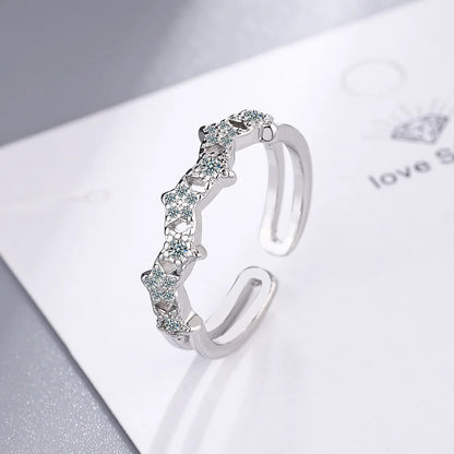 925 Sterling Silver Ring Sparkly Zircon Adjustable Simplicity Fashion Exquisite Women Jewelry Accessories Wedding Party Gift