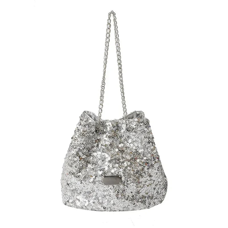 Fashion Sequined Women's Bucket Bag Handbags Female Crossbody Shoulder Bag Tote Purse Chain Messenger Bag Lady Handbag Сумка