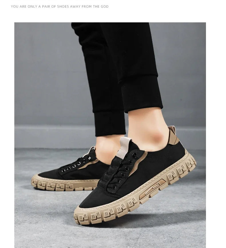 2024 New Men Canvas Shoes Brand Breathable Men Casual Shoes Fashion Comfortable Sneakers Platform Slip on Vulcanized Shoes Male