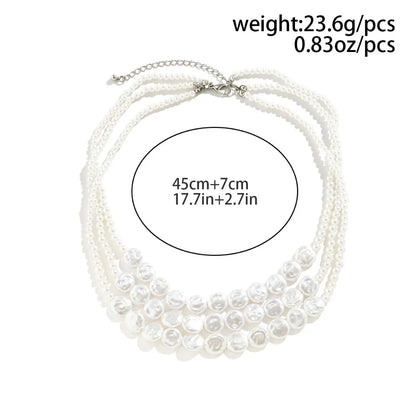 Multilayer Imitation Pearl OT Buckle Pendant Necklace Women Wed Bridal Goth Bead Chain Y2K Accessories Neck Jewelry Decoration