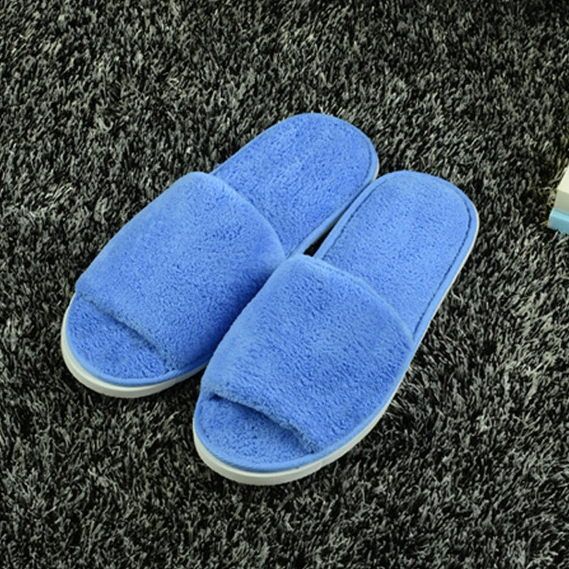 New Winter Women Fur Slippers Open Toe Flip Flops Thicken Warm Plush Home Shoes Couple Indoor Slippers for Bedroom Slides