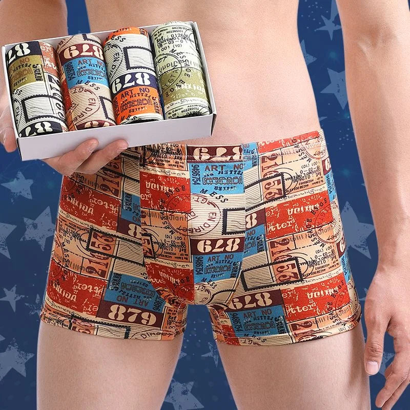 NEW Men's Panties 4pcs/Lot  Male Underpants Man Pack Shorts Boxers Underwear Fashion Sexy Mens Boxer Ultrathin Large Size L-4XL