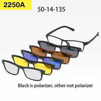 6 In 1 Custom Men Women Polarized Optical Magnetic Sunglasses Clip Magnet Clip on Sunglasses Polaroid Clip on Sun Glasses Frame