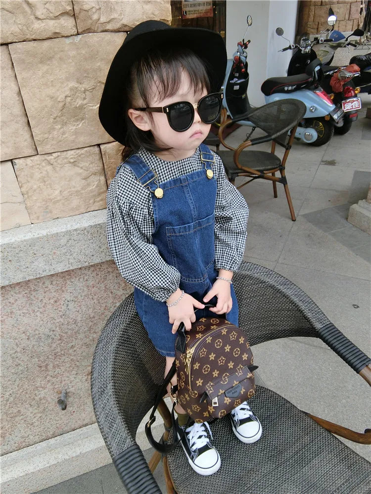 Girls Denim Suspender Skirt 2024 Summer New Cartoon Cotton Suspender Dress Fashion Style Casual Girls Denim Suspender Dress