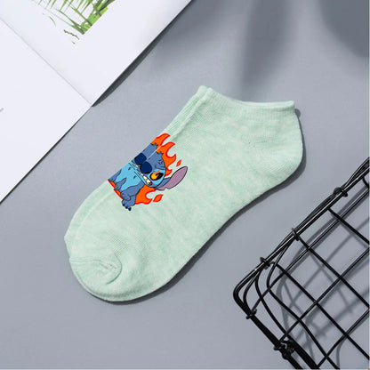 Anime Disney Lilo & Stitch Short Socks Cartoon Boat Socks Spring Summer Breathable Socks for Men and Women Cotton Ankle Socks