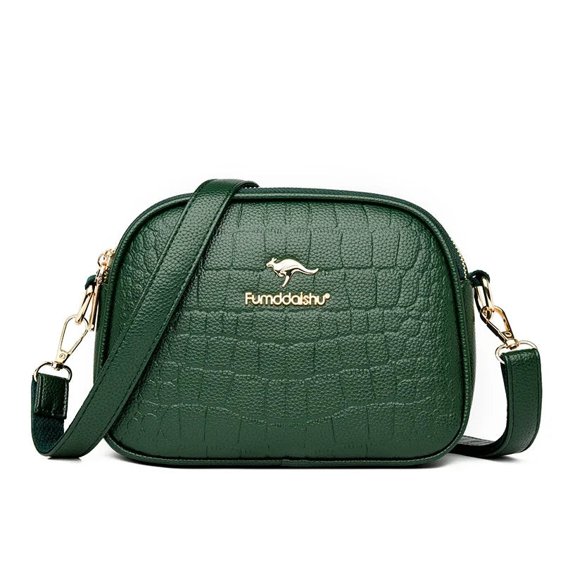 3 Layers Zipper Pockets Quality Crocodile PU Leather Women's Handbags Shoulder CrossBody Bags Light Luxury Female Handbag Sac