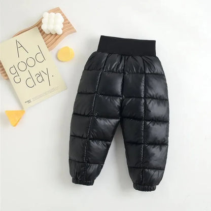 Winter Warm Overalls 1-4 Years Kid Jumpsuit Pants Girls Boys Thick Down Windproof Snow Cotton Pant High Quality Casual Clothes