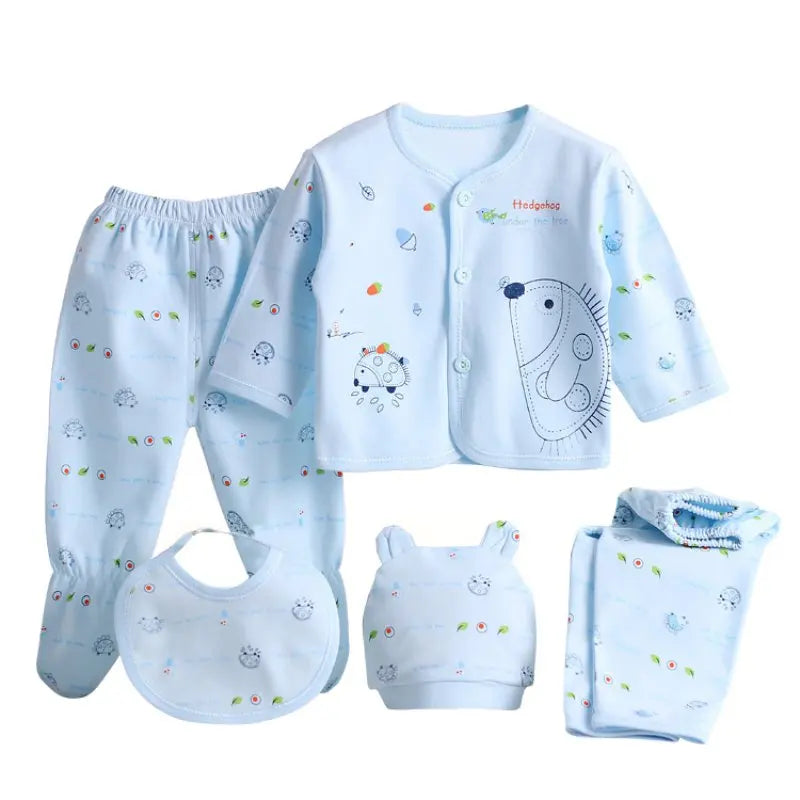 5pcs/Set 0-3 Months Newborn Baby Clothing Set Cotton Cartoon Baby Boys Girls Clothes Cotton Cartoon Clothing Suits