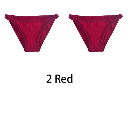 2Pcs/set Women Cotton Panties Female Mesh Underwear Solid Color Bikini Briefs Underpants Ladies Cotton Panty Girls Lingerie