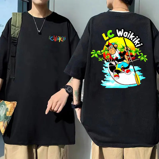 Lc Waikiki Monkey Graphic T-shirt Male Summer Casual Pure Cotton Short Sleeve Funny Men Women Fashion Cartoon Oversized T Shirts