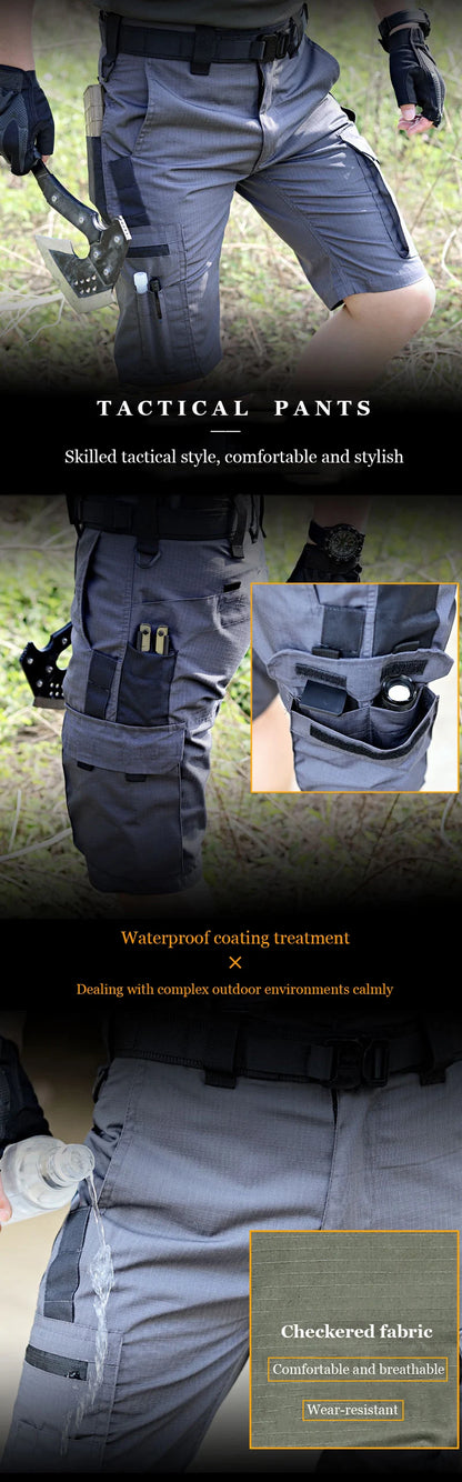 Men's Summer Casual Tactical Shorts Waterproof Military Cargo Shorts Quick Dry Multi-pocket Male Outwear Hiking Training Shorts