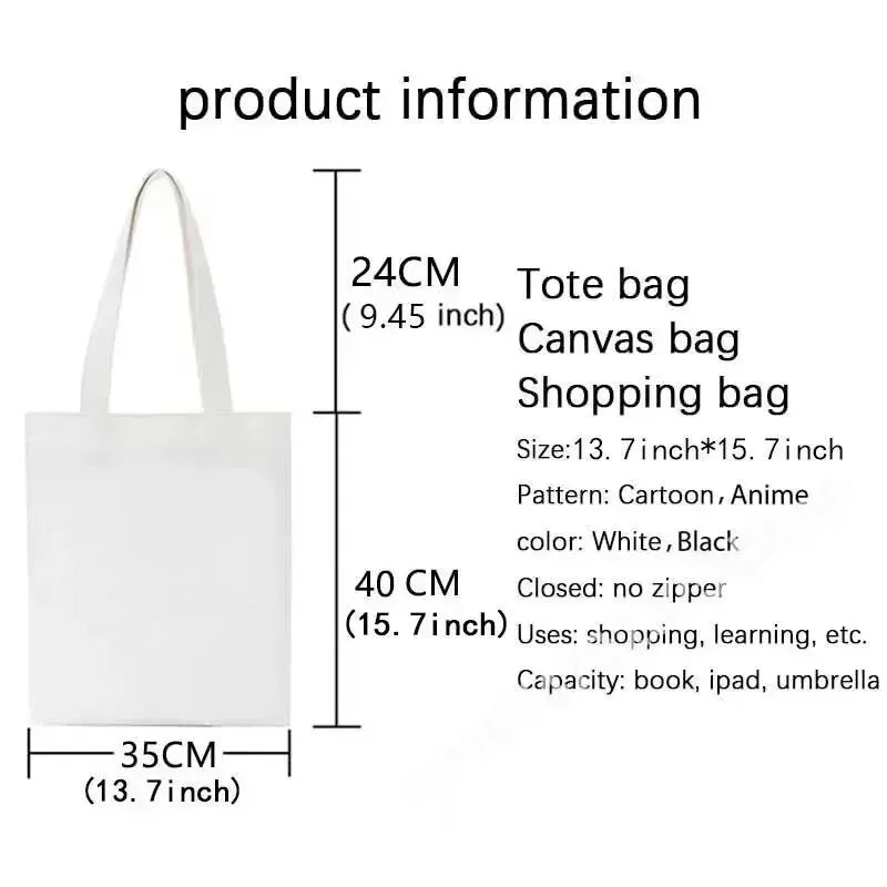 Cute Tote Bag Animals Black Cat Print Canvas Bag Eco Shopping Bag Daily Use Foldable Handbag Large Capacity Canvas Tote Women