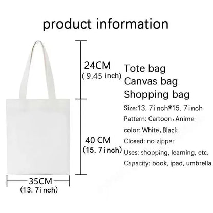 Cute Tote Bag Animals Black Cat Print Canvas Bag Eco Shopping Bag Daily Use Foldable Handbag Large Capacity Canvas Tote Women