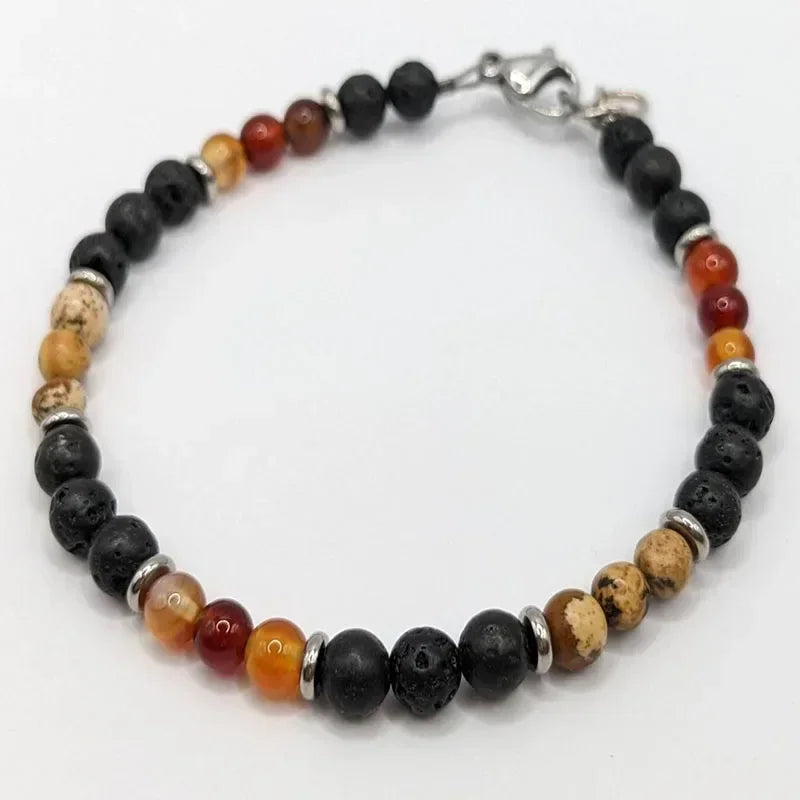 Men's Black Onyx Round Bead & Arrow Stone Bead Yoga Bracelet