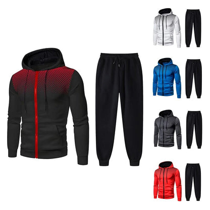 Men's Tracksuit Two-Piece Hoodie + Track Pants Jacket Pullover Casual Outdoor Sports Fashion Streetwear Zipper Hooded Set