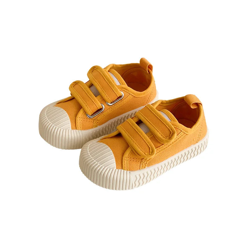 Children Canvas Shoes for Boys and Girls Spring  Autumn Hook and Loop Shoes Soft Bottom Breathable Toddler Baby Biscuit Shoes