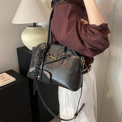 LEFTSIDE PU Leather Tote Bags For Women 2024 Winter New Trend Y2K Korean Fashion Female Shoulder Crossbody Bag Lady Handbags