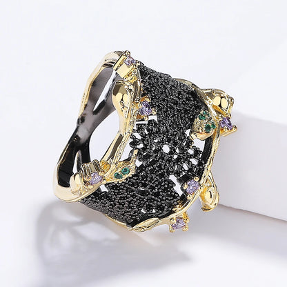 Creative Black Gold Cutout Ring Fashion Italian Jewelry Black Gold Jewelry High Quality Women's Ring Party Ring