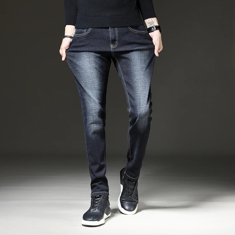 2024 Men's straight leg jeans loose casual pants Korean version trend slim fit versatile pants Men's trendy brand black blue