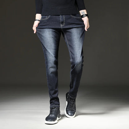 2024 Men's straight leg jeans loose casual pants Korean version trend slim fit versatile pants Men's trendy brand black blue