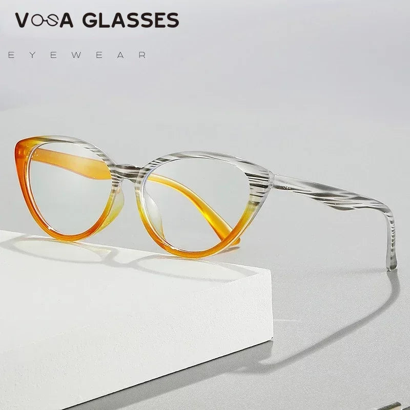 2023 Fashion Sexy Women Cat Eye Reading Glasses Retro Glasses Frame with Prescription Anti Blue Light Lenses Metal Eyewear