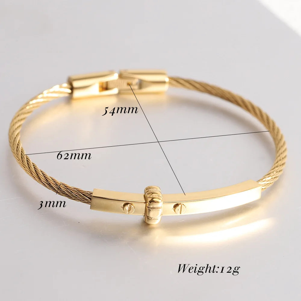 Stainless steel round cable bracelet high quality steel wire Bolt buckle women's bracelet jewelry