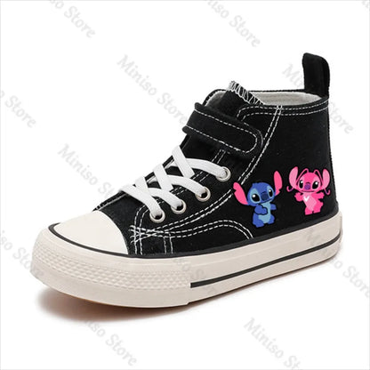 Fashion Girl High-top Lilo Stitch Girl Kid Canvas Shoe Disney Casual Cartoon Sport comfort Shoes Children Print Boy Tennis Shoes