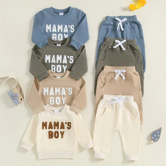 2024-06-27 Lioraitiin Toddler Boys Fall Outfits Letter Embroidered Long Sleeve Sweatshirts and Long Pants 2Pcs Clothes Set