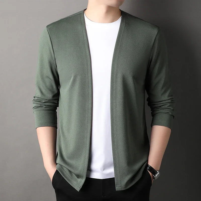 New Men's Long Sleeved Cardigan Jacket Casual Fashion Top