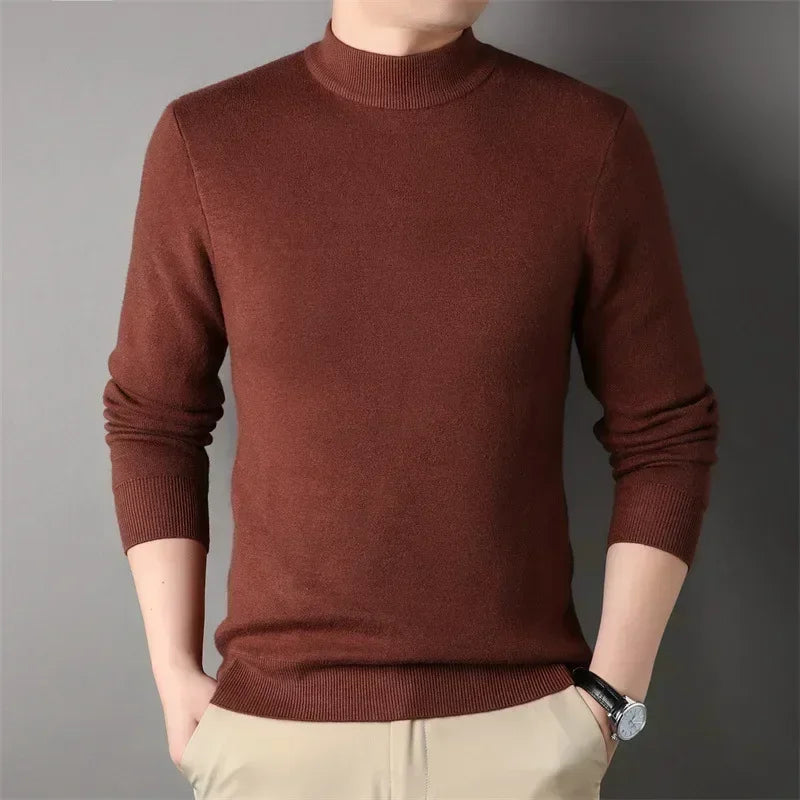 2024 Brand New Men's Cashmere Sweater Half Turtleneck Men Sweaters Knit Pullovers for Male Youth Slim Knitwear Man Sweater