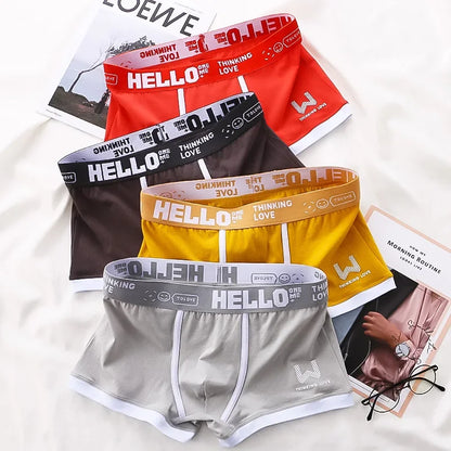 4PCS/LOT Fashion Men's Panties Cotton Boxer Shorts Man Underwear Mens Boxers Sexy U Convex Breathable Male Underpants Plus Size