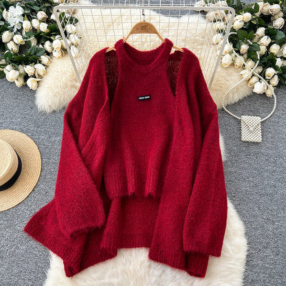 SINGREINY Fashion Solid Cashmere Sweater Long Sleeves Loose Warm Cardigan+Sleeveless Knitting Tank Top Winter Gentle Casual Tops