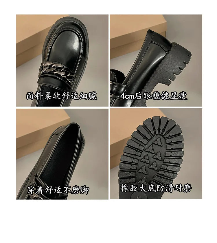 2024Women's Loafers  Spring British Style Slip On Platform Mary Jane Shoes Woman Japanese Jk Uniform Lolita Shoes Women