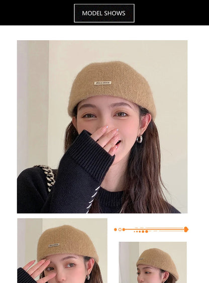 Women Spring Autumn British Style Beret Lady Vintage Flat Cap Winter Keep Warm Knitted Hat All-match Peaked Cap Wholesale New in