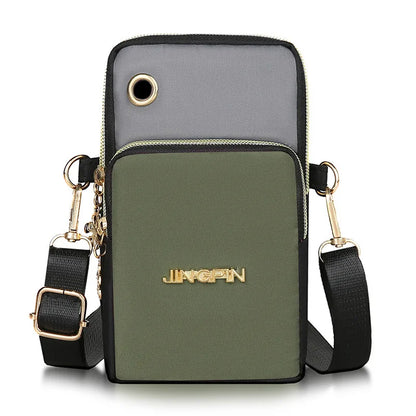 New Arrival Crossbody Phone Purse Bags For Women Solid Color Waterproof Nylon Small Shoulder Bag Multi-Zipper Handbag Clutch