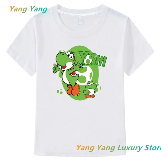 Children Cotton T-shirt Super Smash Bros Yoshi Shirt Cartoon Kids T Shirt Summer Women Men Cotton T shirt Top Men Family Clothes