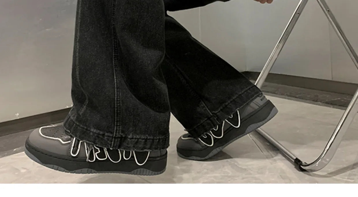 2024 New Men's High Street Demin Jeans Loose Jeans Long Pants Hip Hop Men's Style Trouser Loose Wide Leg Pants Jeans Y18