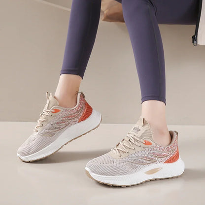 Spring 2025 New Thick Soled Sports Shoes Breathable Fitness Mesh Running Wear Resistant Casual Vulcanized Shoes for Women