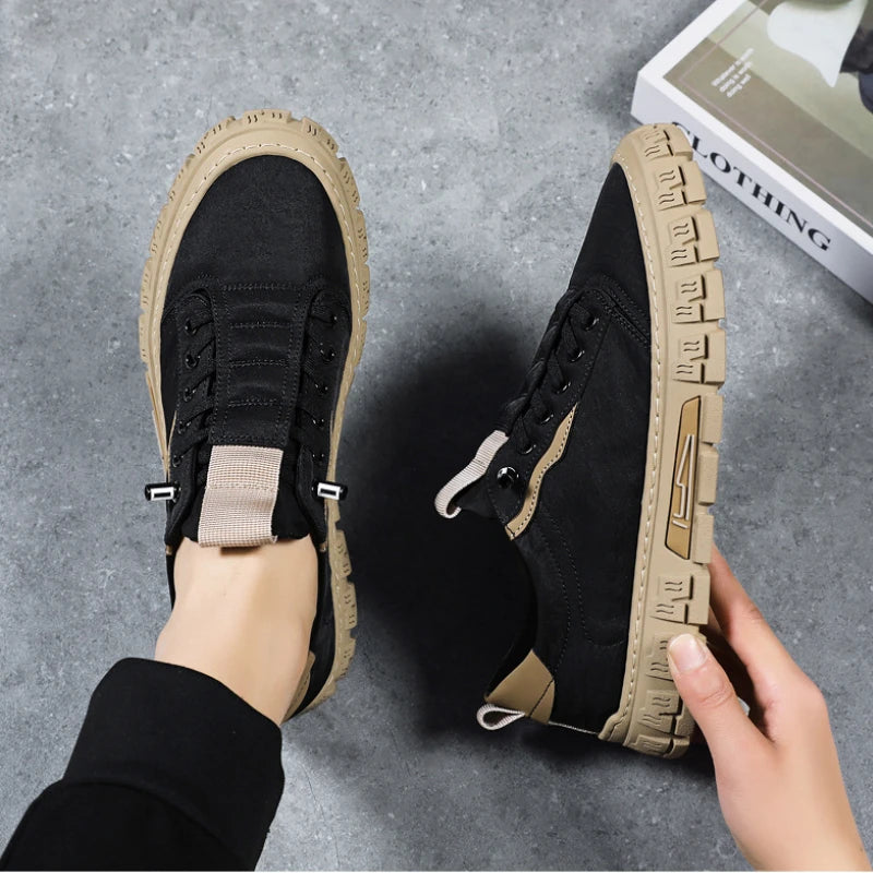 2024 New Men Canvas Shoes Brand Breathable Men Casual Shoes Fashion Comfortable Sneakers Platform Slip on Vulcanized Shoes Male