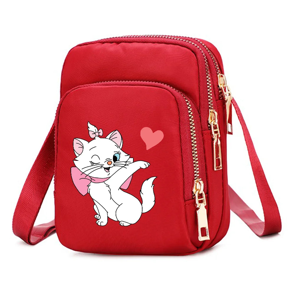 The Aristocats Marie Cat Women Shoulder Bags Cell Phone Purse Crossbody Shoulder Strap Handbag Female Girls Bags Causal Bag Gift