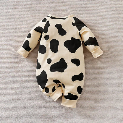 Baby Cow Clothing With Three-Dimensional Decoration New Style Cute Baby Boy And Girl Pure Cotton Long Sleeved Jumpsuit