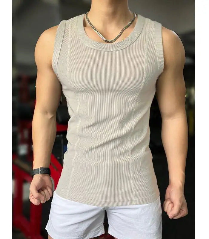 New Men's Casual Tank Top Summer Fitness Training Elastic Base Layer 2024 Sleeveless Sports Vest bodybuilding gym t shirt men