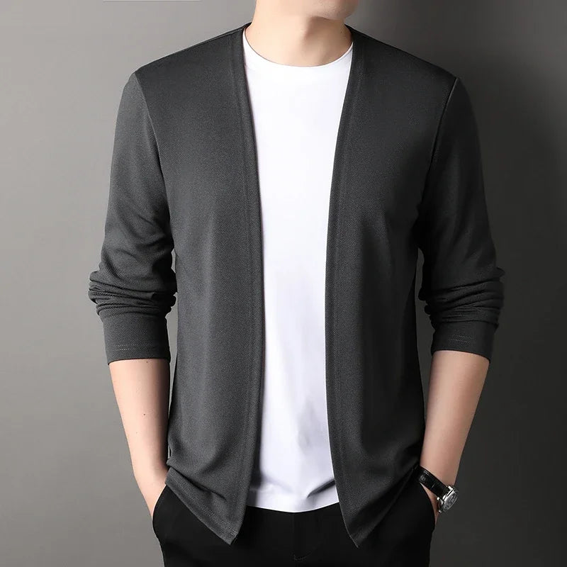 New Men's Long Sleeved Cardigan Jacket Casual Fashion Top