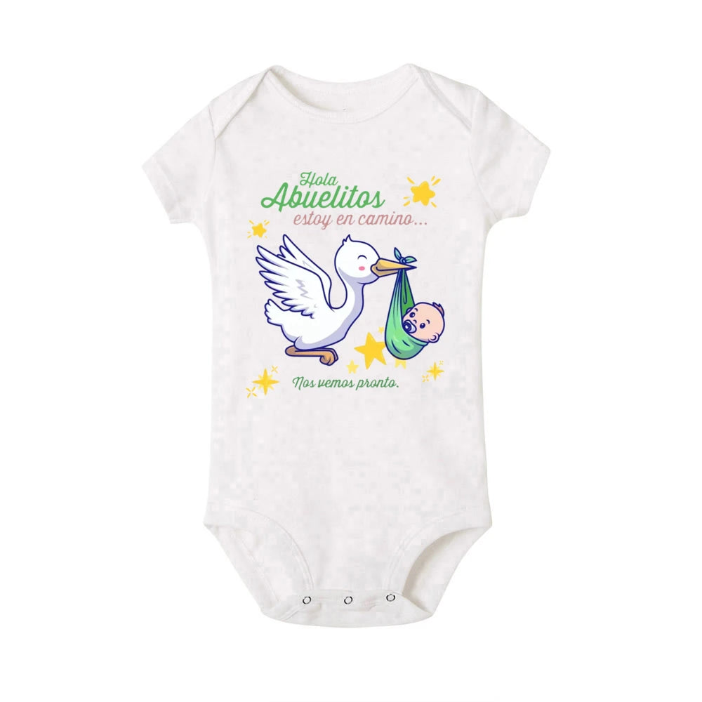 Hello Grandparent I'm on My Way See You Soon Print Newborn Romper Pregnancy Announcement Clothes Baby Reveal Bodysuit for Family