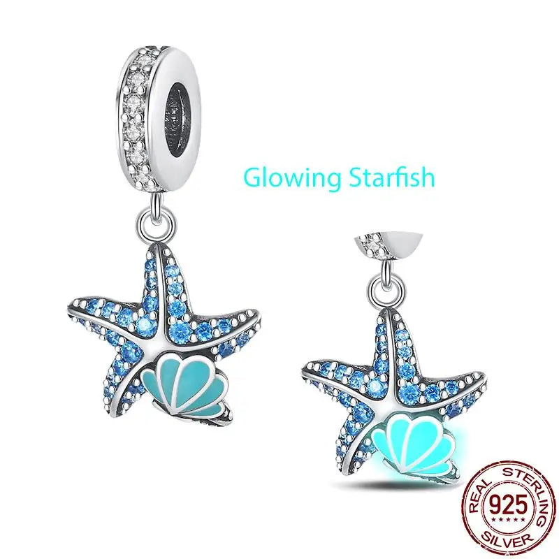 New in S925 Sterling Silver Ocean Collection Charm Will Shine Beads Fit Pand Bracelet DIY Pendant Woman Jewelry 2023 Hot Sale