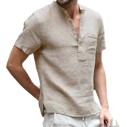 Men's Cotton Linen Shirts Loose Tops Blouses Casual Hip Pop T-Shirt Short-Sleeved Shirt Retro Fashion Long Sleeve Men Shirts