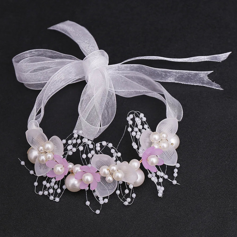 Children's Day Pearl Hairband Girl Performance Sweet Accessories Korean Version Super Immortal New Ribbon Flower Gift